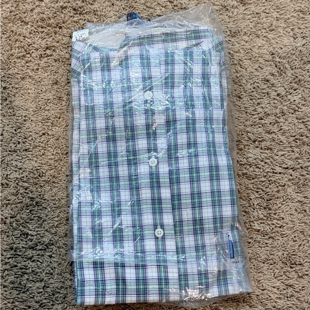 GANT Teal Plaid Blazers Oxford Button Down Shirt Size 16/33 NWT Vintage - Picture 6 of 7